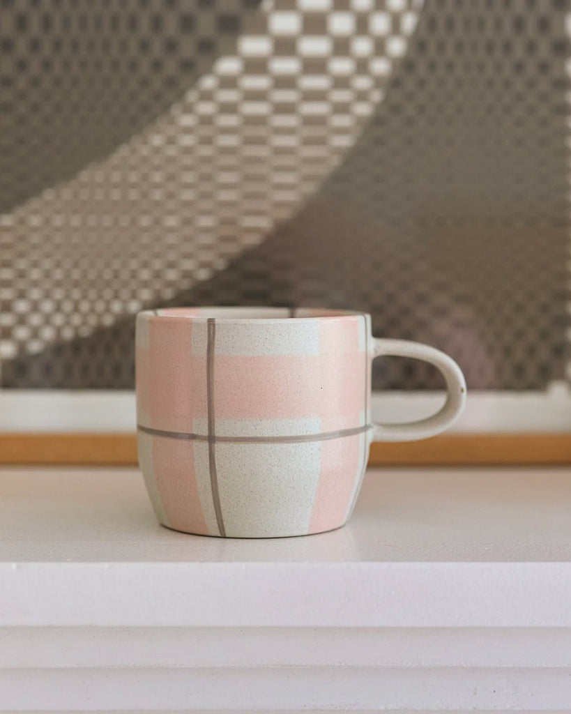 Buy Blush & Grey Check Mug / Cat's Pyjamas by Robert Gordon - at White Doors & Co