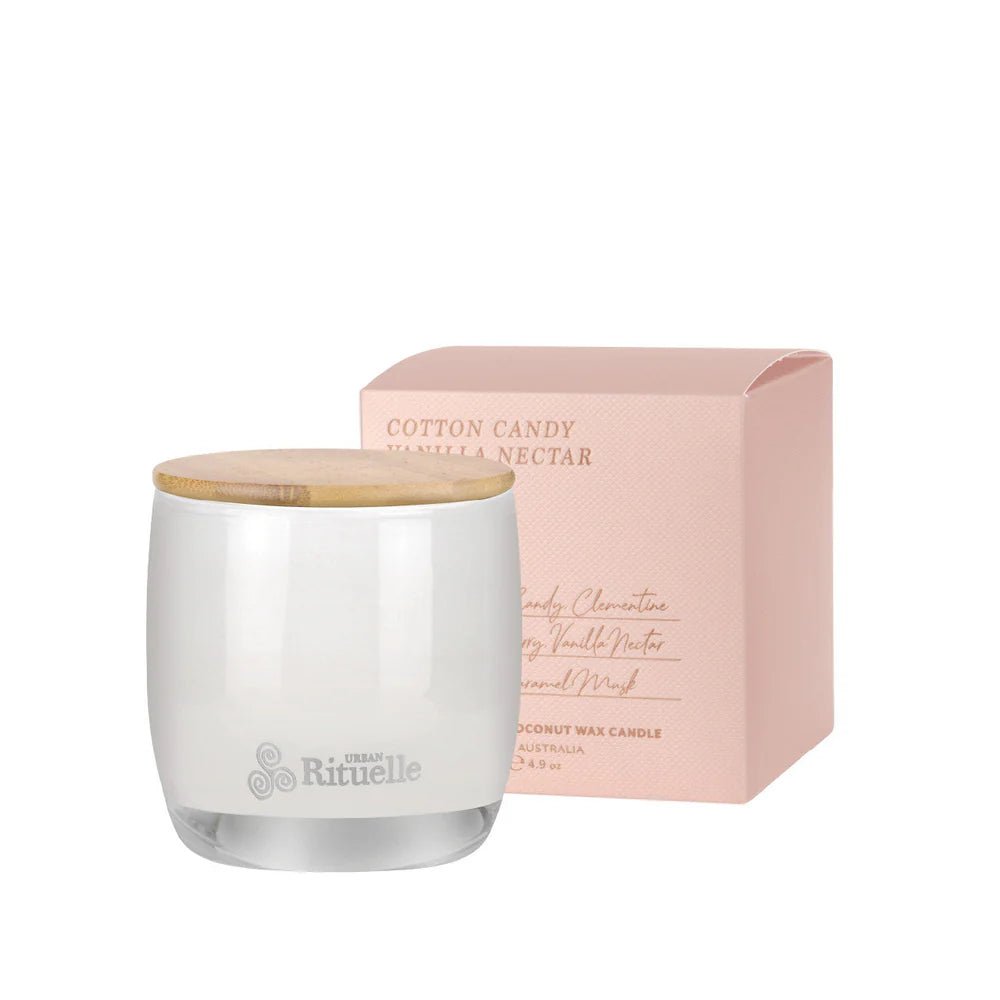 Buy Cotton Candy, Vanilla Nectar, Musk, Toffee Scented Soy Candle | 140gm by Urban Rituelle - at White Doors & Co