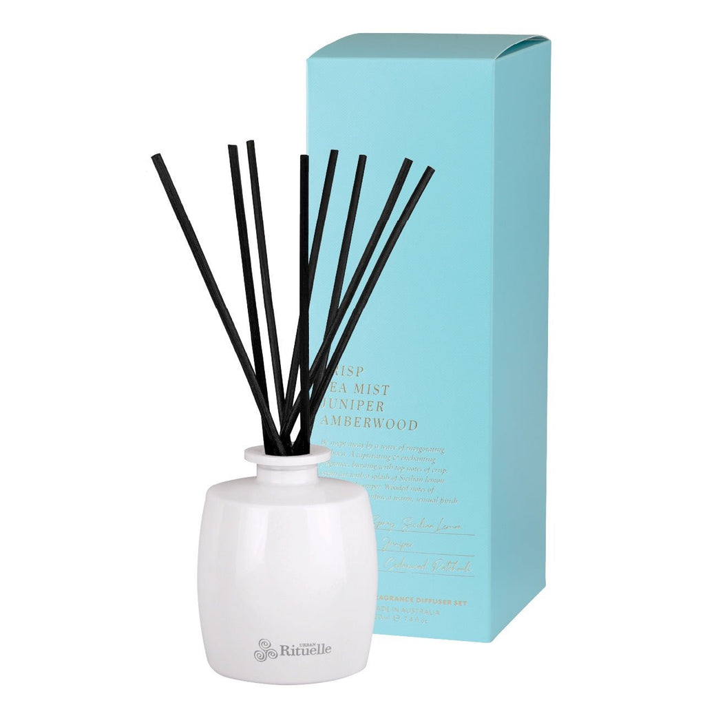 Buy Crisp Sea Mist, Juniper, Amberwood Fragrance Diffuser Set | 220ml by Urban Rituelle - at White Doors & Co