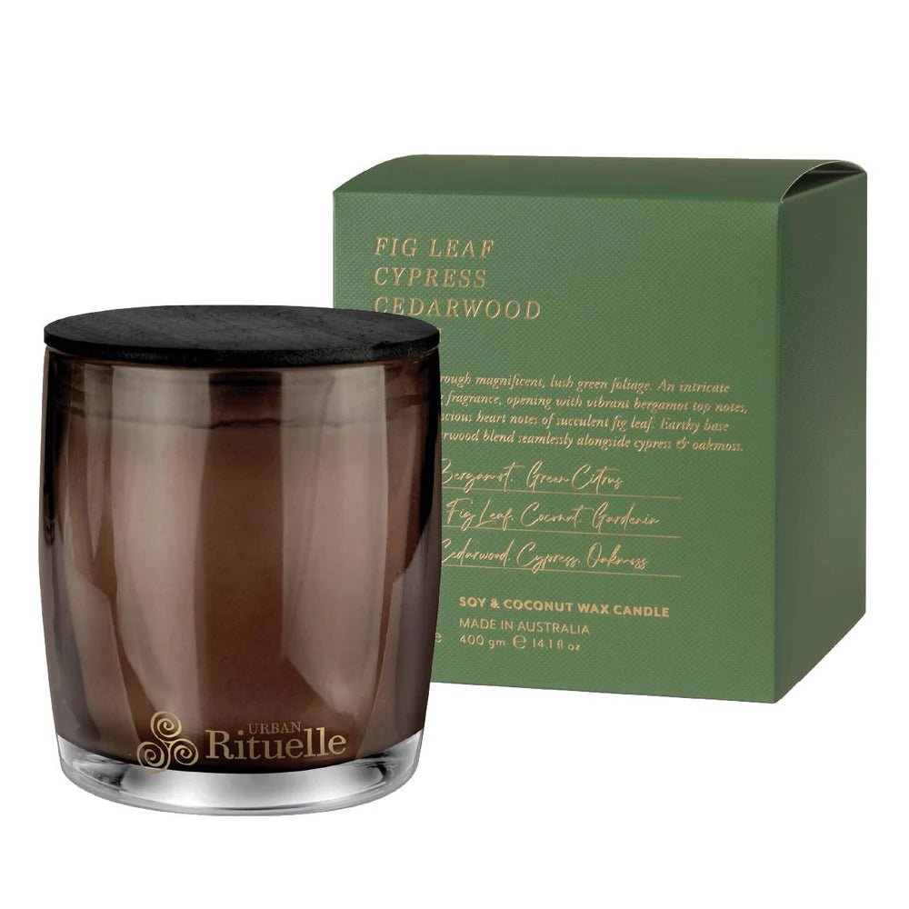 Buy Fig Leaf, Cypress, Cedarwood, Moss Candle ( 400gm) by Urban Rituelle - at White Doors & Co