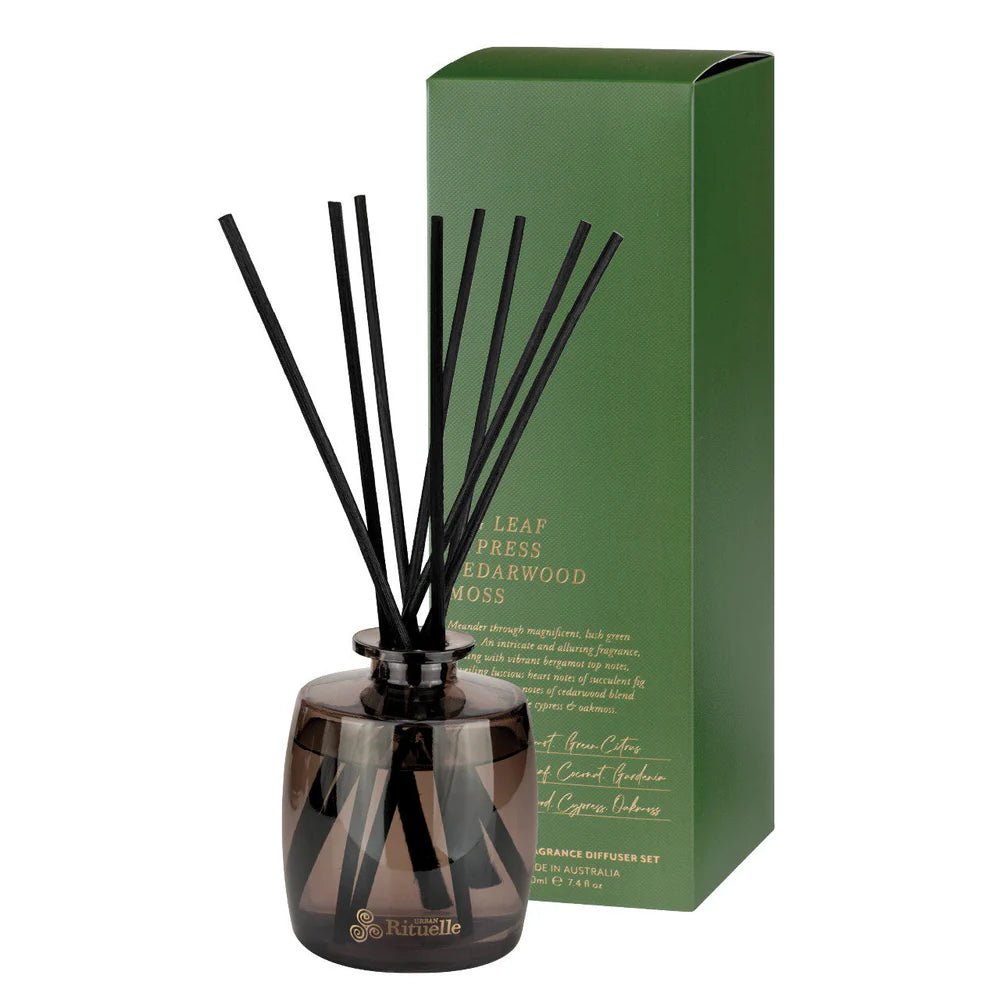 Buy Fig Leaf, Cypress, Cedarwood, Moss Fragrance Diffuser Set 220 ml by Urban Rituelle - at White Doors & Co