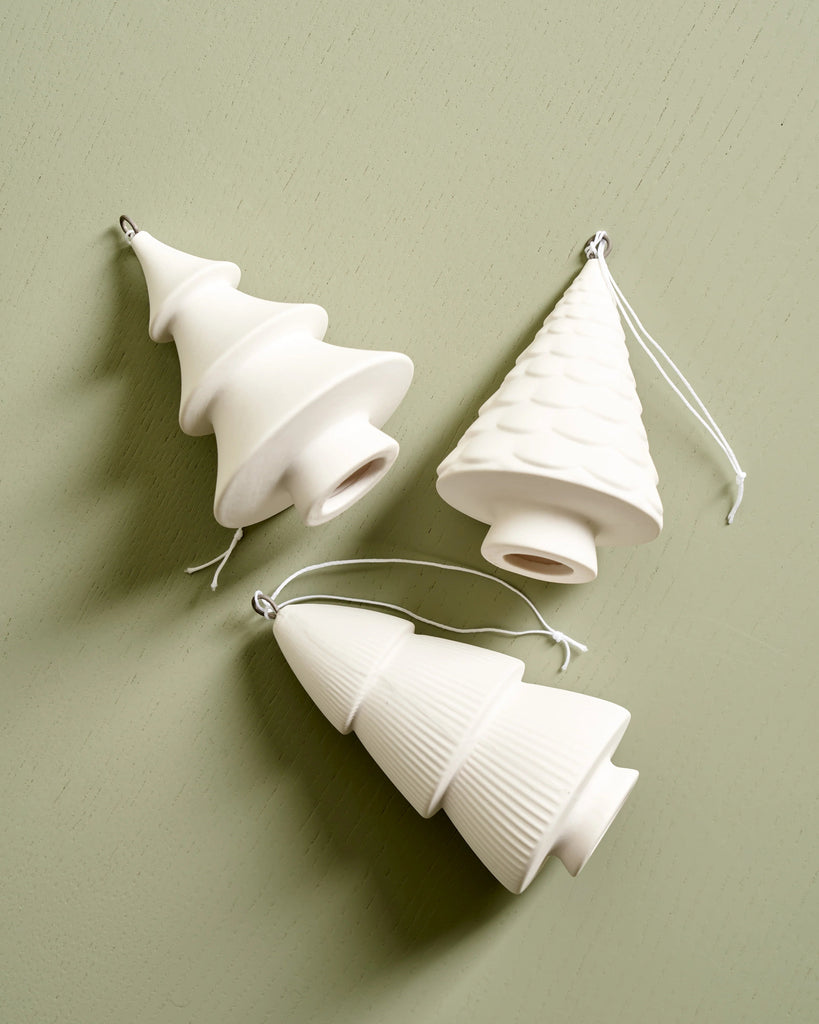 Buy Hanging Christmas Tree Ornaments - Set of 3 White by Robert Gordon - at White Doors & Co