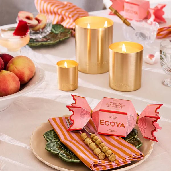 Buy Holiday: Guava & Lychee Sorbet Tin Candle Bon Bon by Ecoya - at White Doors & Co