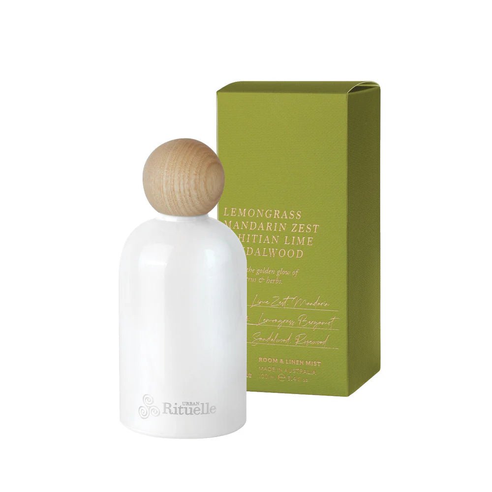 Buy Lemongrass, Mandarin Zest, Tahitian Lime, Sandalwood Room & Linen Mist 100 ml by Urban Rituelle - at White Doors & Co