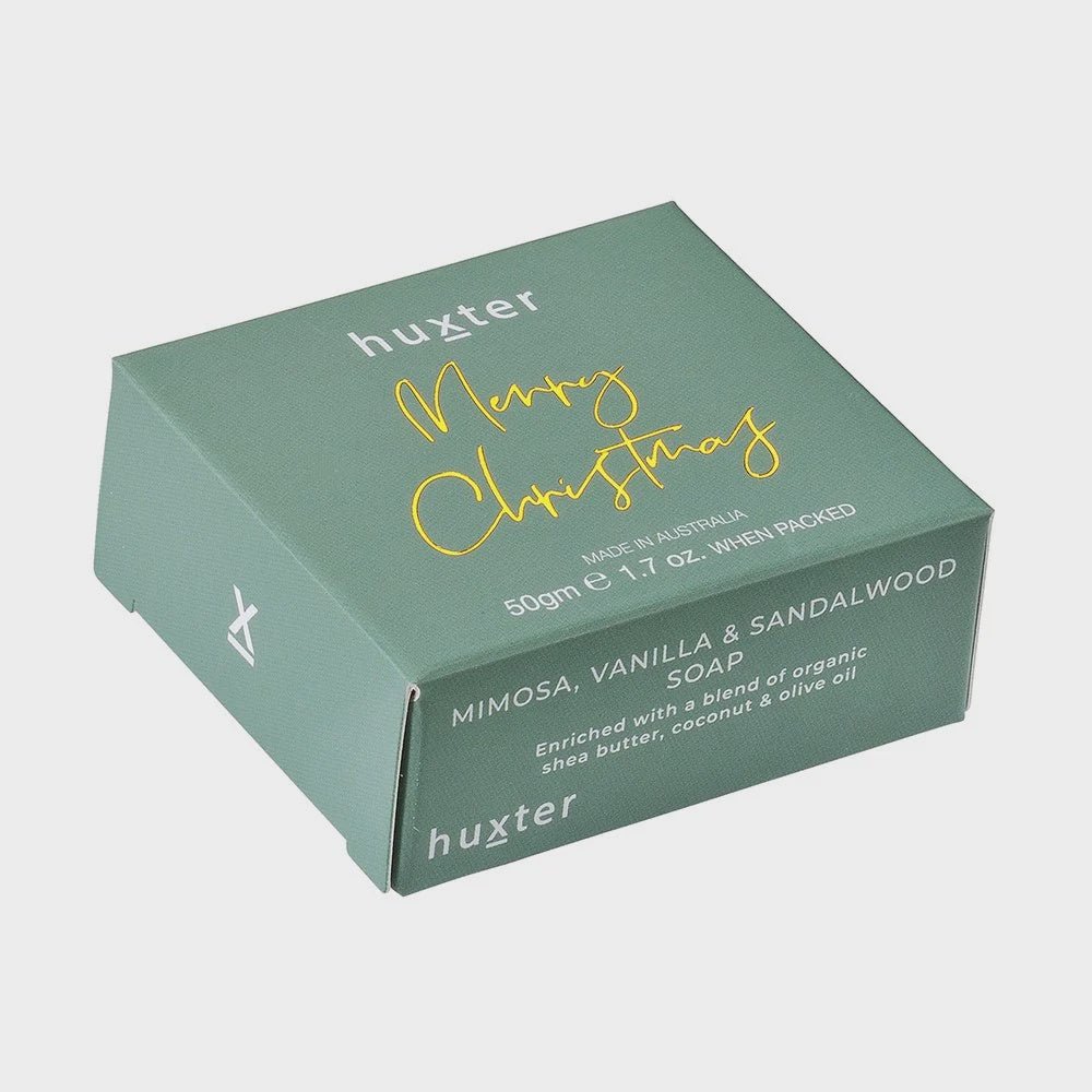 Buy Mini Boxed Guest Soap - Moss Green - Mimosa, Vanilla & S/Wood by Huxter - at White Doors & Co