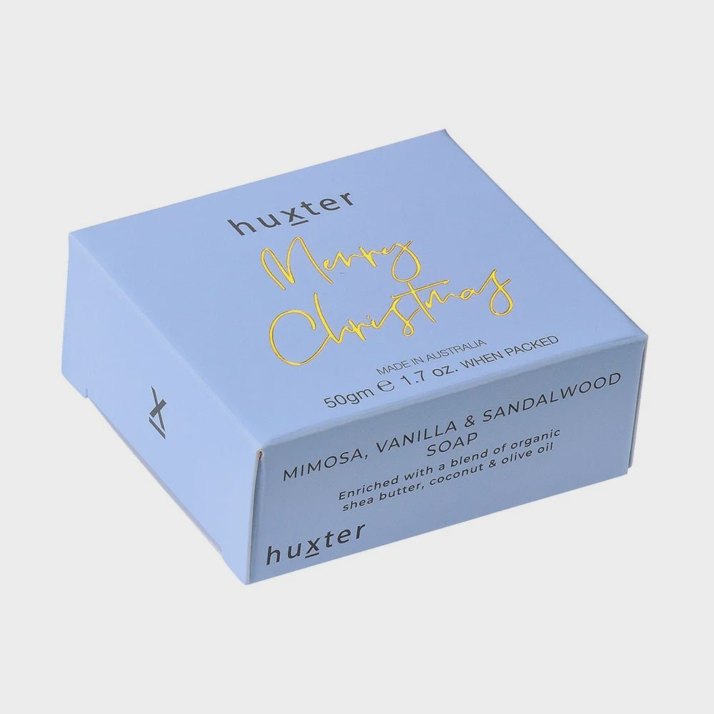 Buy Mini Boxed Guest Soap - Pale Blue - Mimosa, Vanilla & S/Wood by Huxter - at White Doors & Co