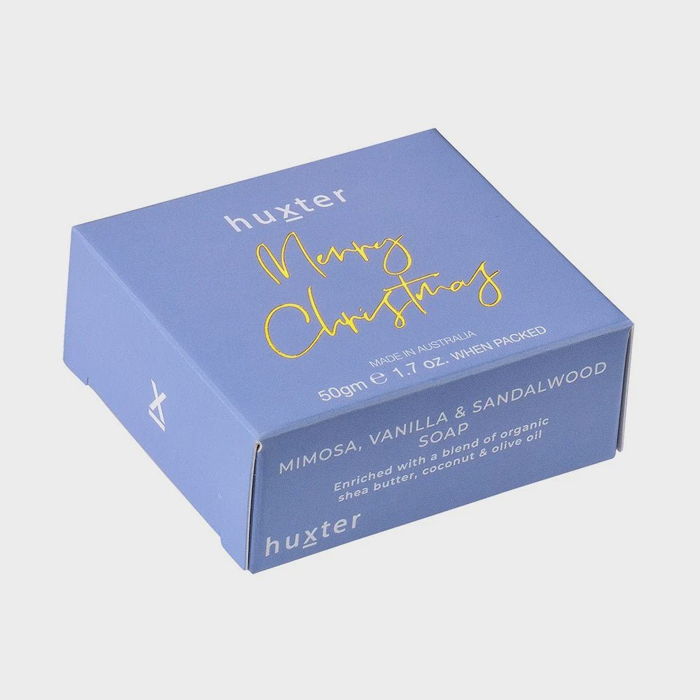 Buy Mini Boxed Guest Soap - Sky Blue - Mimosa, Vanilla & S/Wood by Huxter - at White Doors & Co