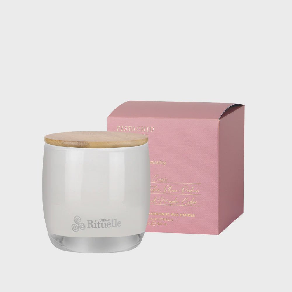 Buy Pistachio, Saffron, Praline, Maple Scented Soy Candle | 140gm by Urban Rituelle - at White Doors & Co