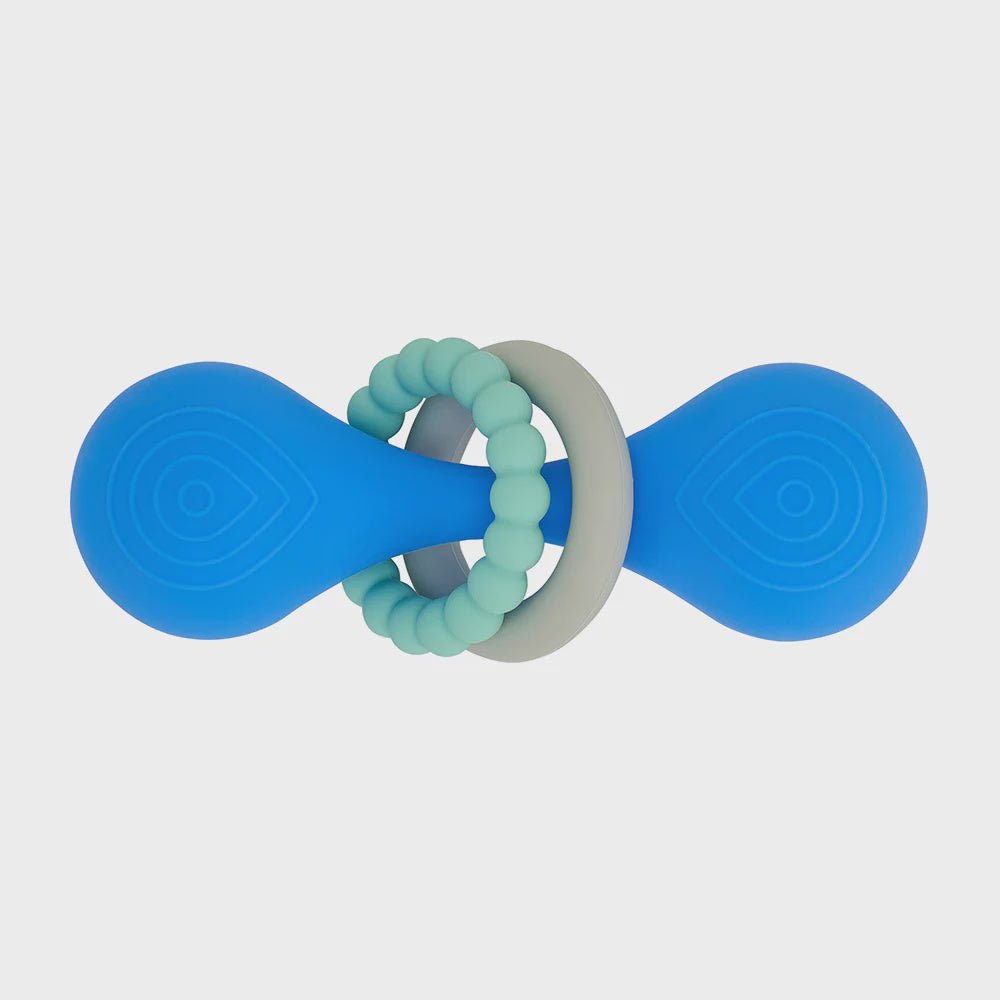 Buy Silicone Dumbbell Rattle - Blue by Annabel Trends - at White Doors & Co