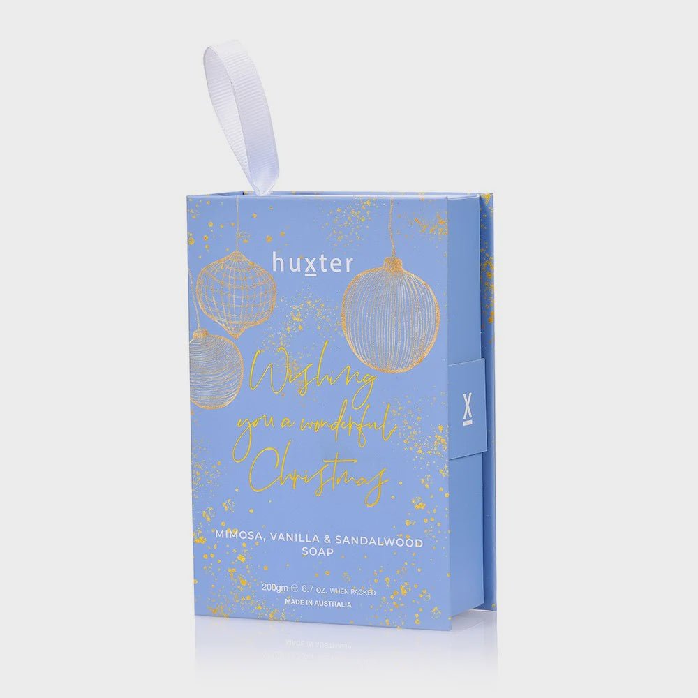 Buy Soap Book Hanging - Blue 'Wishing You A Wonderful Christmas' - Xmas Baubles by Huxter - at White Doors & Co