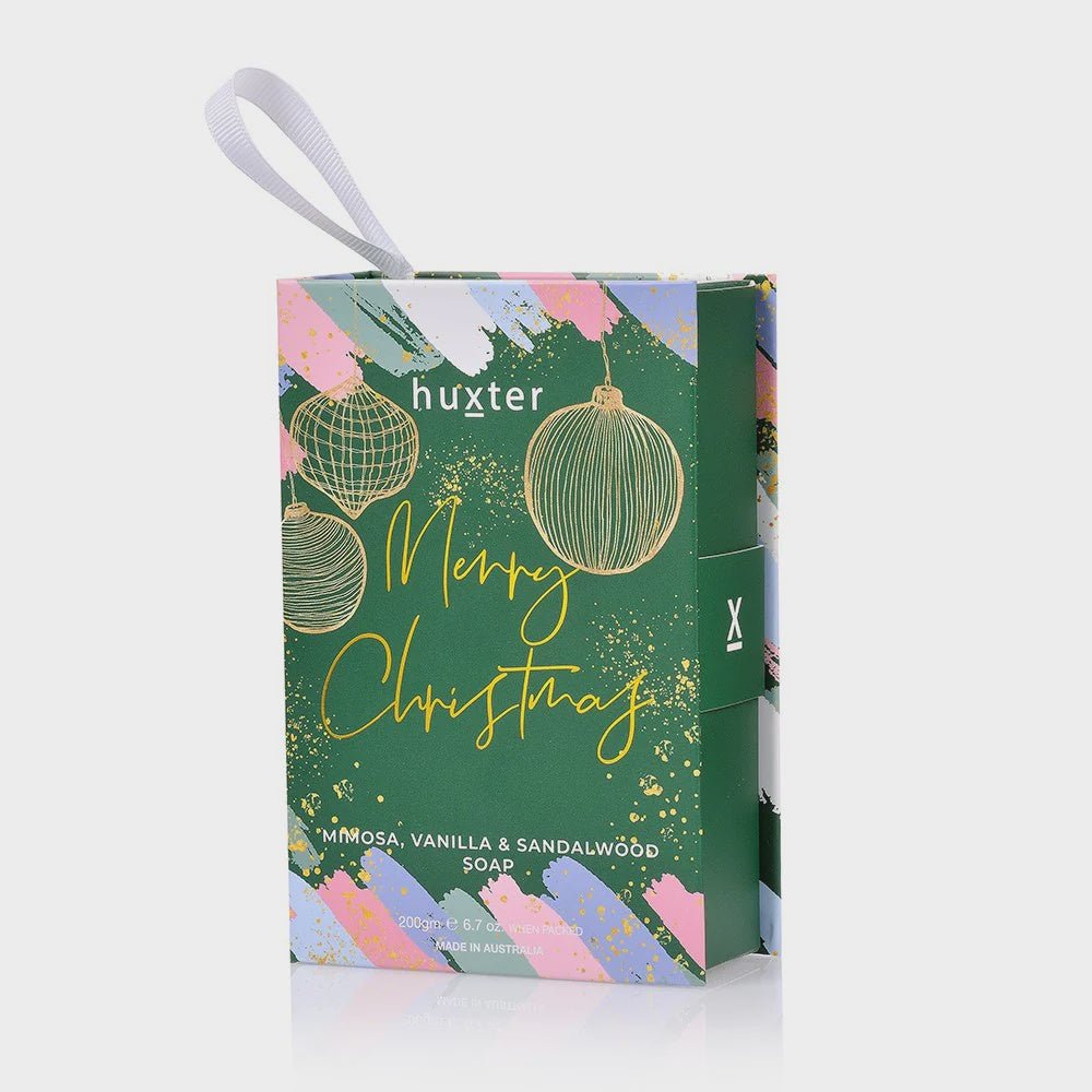 Buy Soap Book Hanging - Green with Pastels 'Merry Christmas' - Xmas Baubles by Huxter - at White Doors & Co