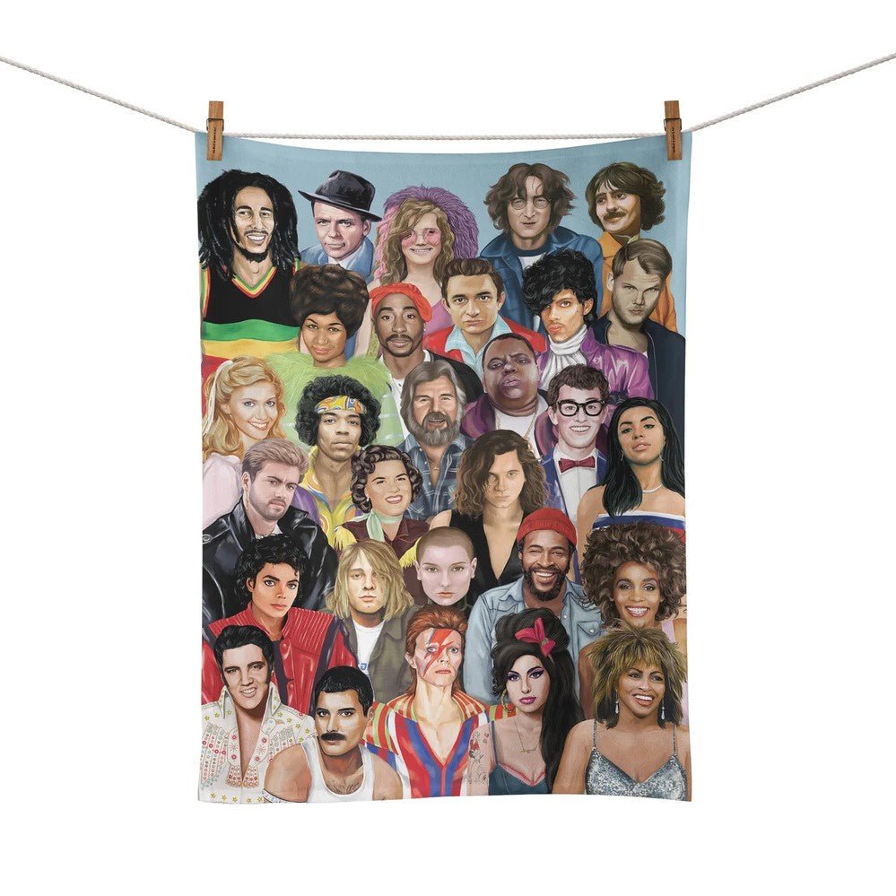 Buy Tea Towel Tribute Artists Music Edition by La La Land - at White Doors & Co