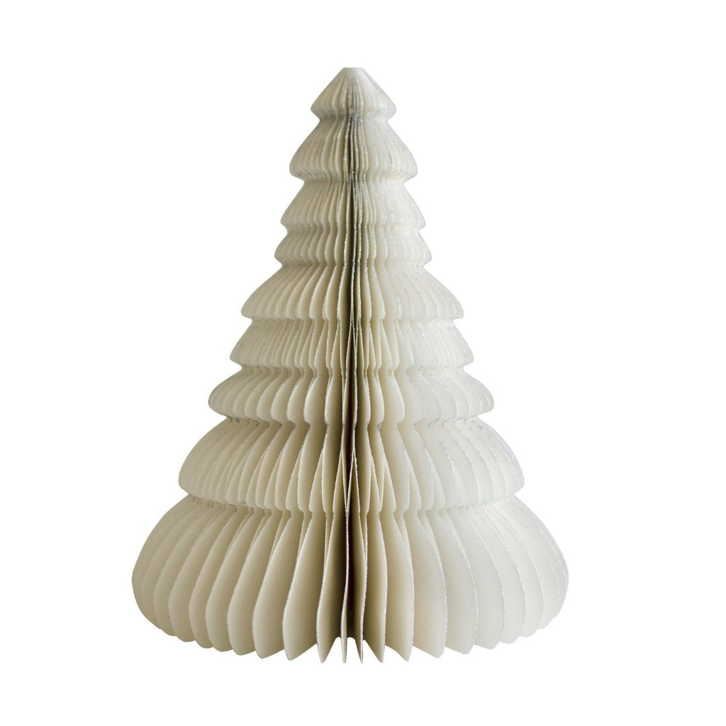 Buy Christmas Tree Standing Ornament Off-White with Silver Glitter Edges 24cm by Nordic Rooms - at White Doors & Co