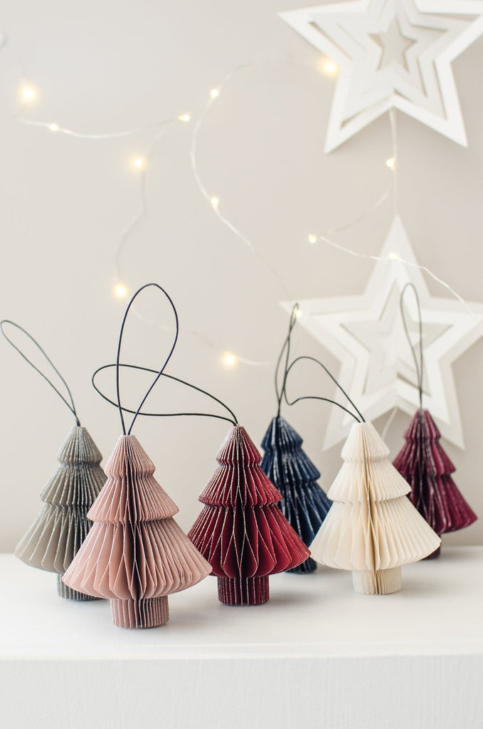 Buy Classic Red Paper Tree Ornament with Silver Glitter Edge H8.5cm by Nordic Rooms - at White Doors & Co