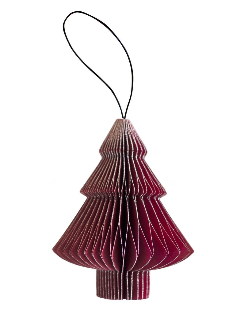 Buy Classic Red Paper Tree Ornament with Silver Glitter Edge H8.5cm by Nordic Rooms - at White Doors & Co