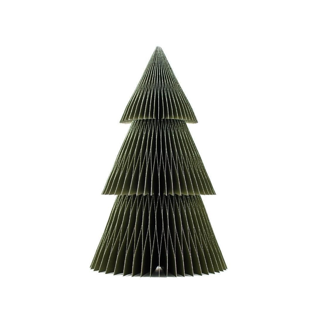 Buy Deluxe Tree Standing Ornament Olive Green with Silver Glitter Edge 31cm by Nordic Rooms - at White Doors & Co