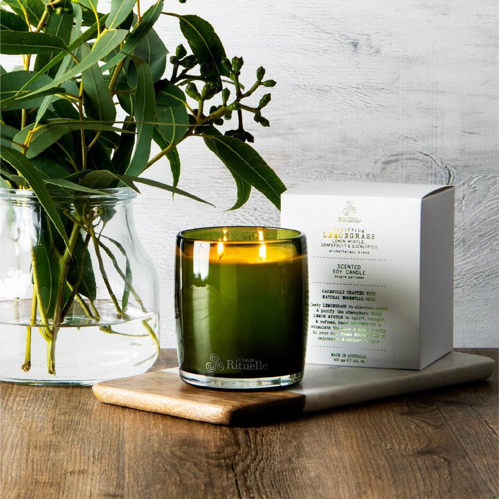 Buy Lemongrass, Lemon Myrtle, Grapefruit & Eucalyptus Scented Soy Candle - 400gm by Urban Rituelle - at White Doors & Co