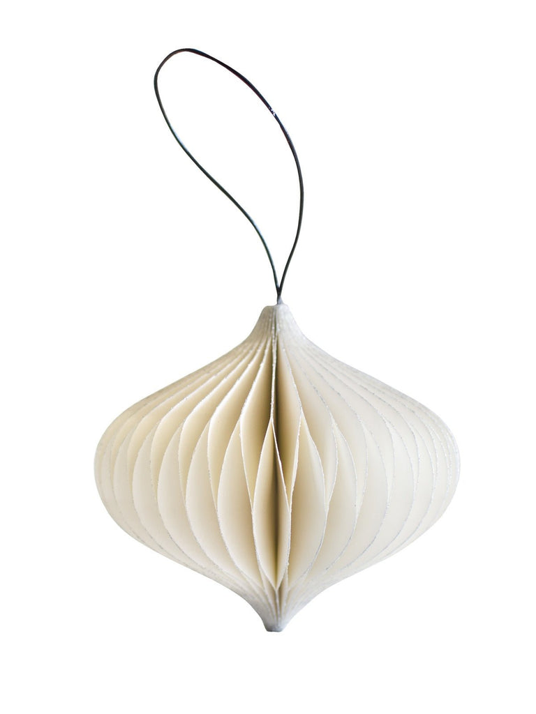 Buy Off White Paper Jewel Ornament with Silver Glitter Edge H8.5cm by Nordic Rooms - at White Doors & Co