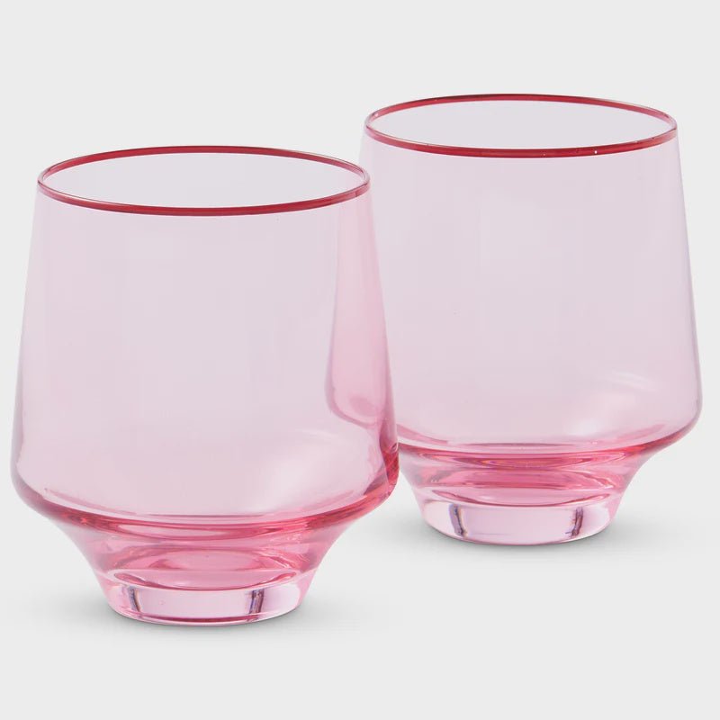 Buy Rose With A Twist Tumbler Glass 2P Set by Kip & Co - at White Doors & Co