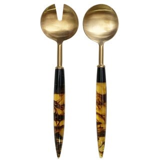 Buy Smokey Amber Salad Servers by Kip & Co - at White Doors & Co