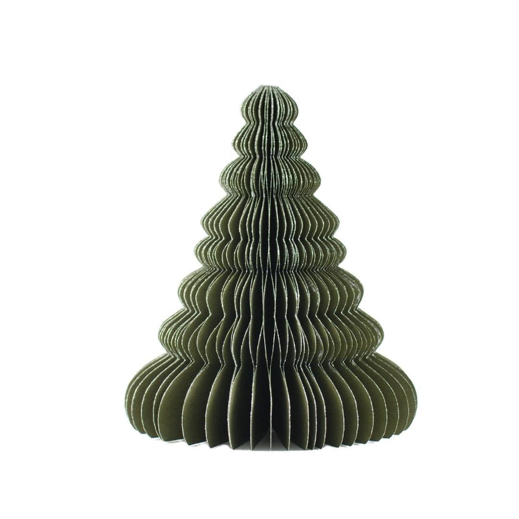 Buy Tree Standing Ornament Olive Green with Silver Glitter Edge 15cm by Nordic Rooms - at White Doors & Co