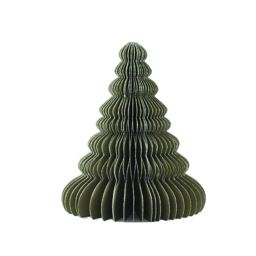 Buy Tree Standing Ornament Olive Green with Silver Glitter Edge 20cm by Nordic Rooms - at White Doors & Co