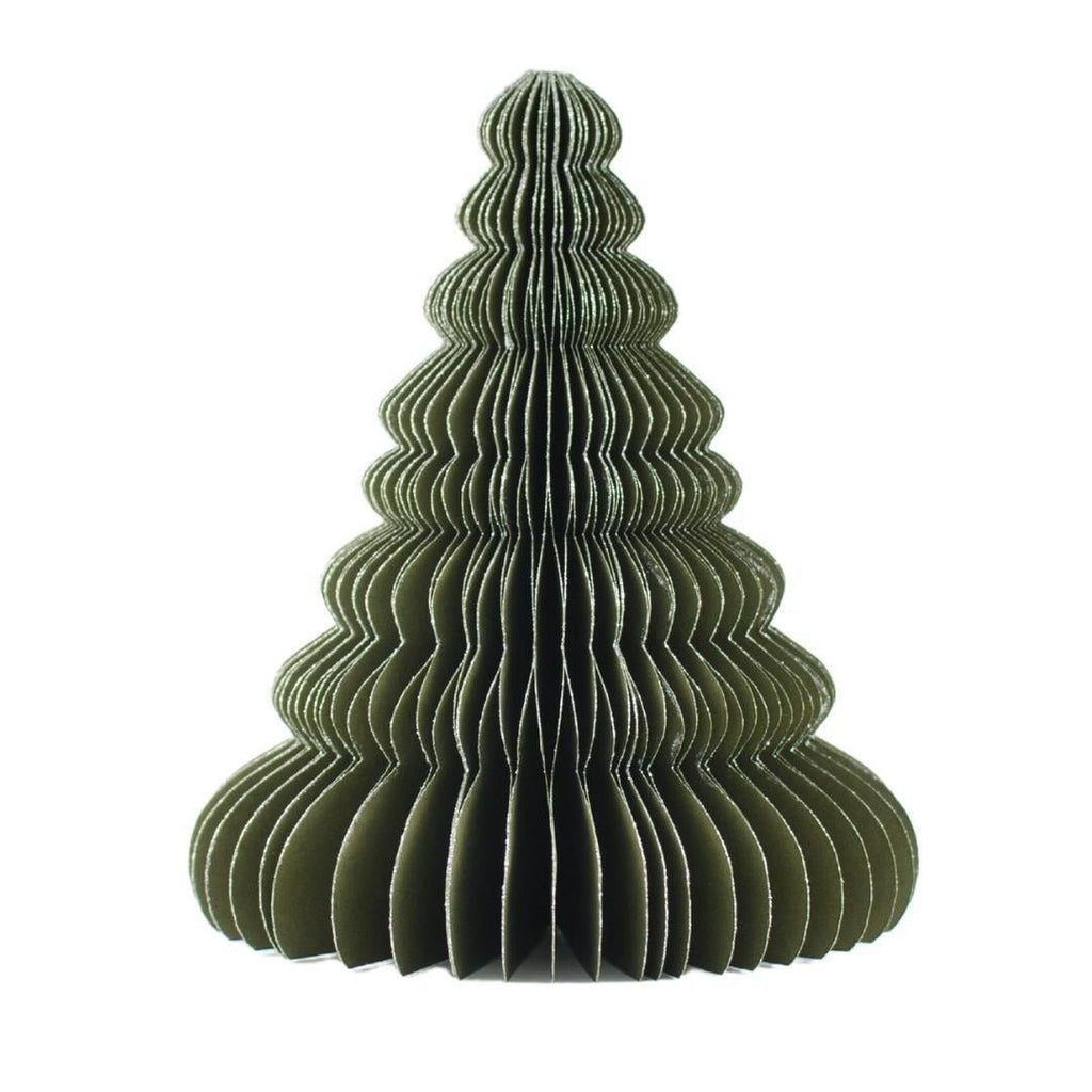 Buy Tree Standing Ornament Olive Green with Silver Glitter Edge 24cm by Nordic Rooms - at White Doors & Co