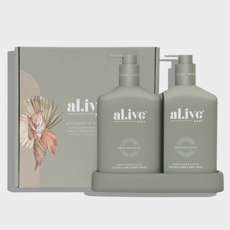 Buy Wash & Lotion Duo + Tray - Green Pepper & Lotus by Al.ive - at White Doors & Co