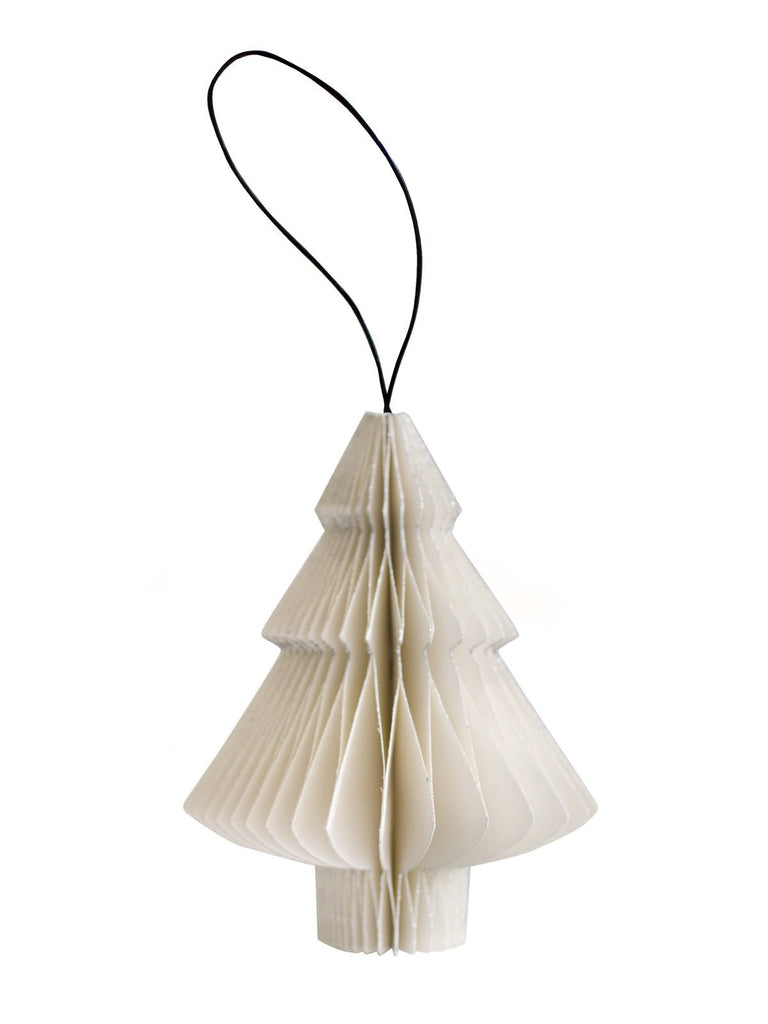 Buy White Paper Tree Ornament with Silver Glitter Edge H10cm by Nordic Rooms - at White Doors & Co